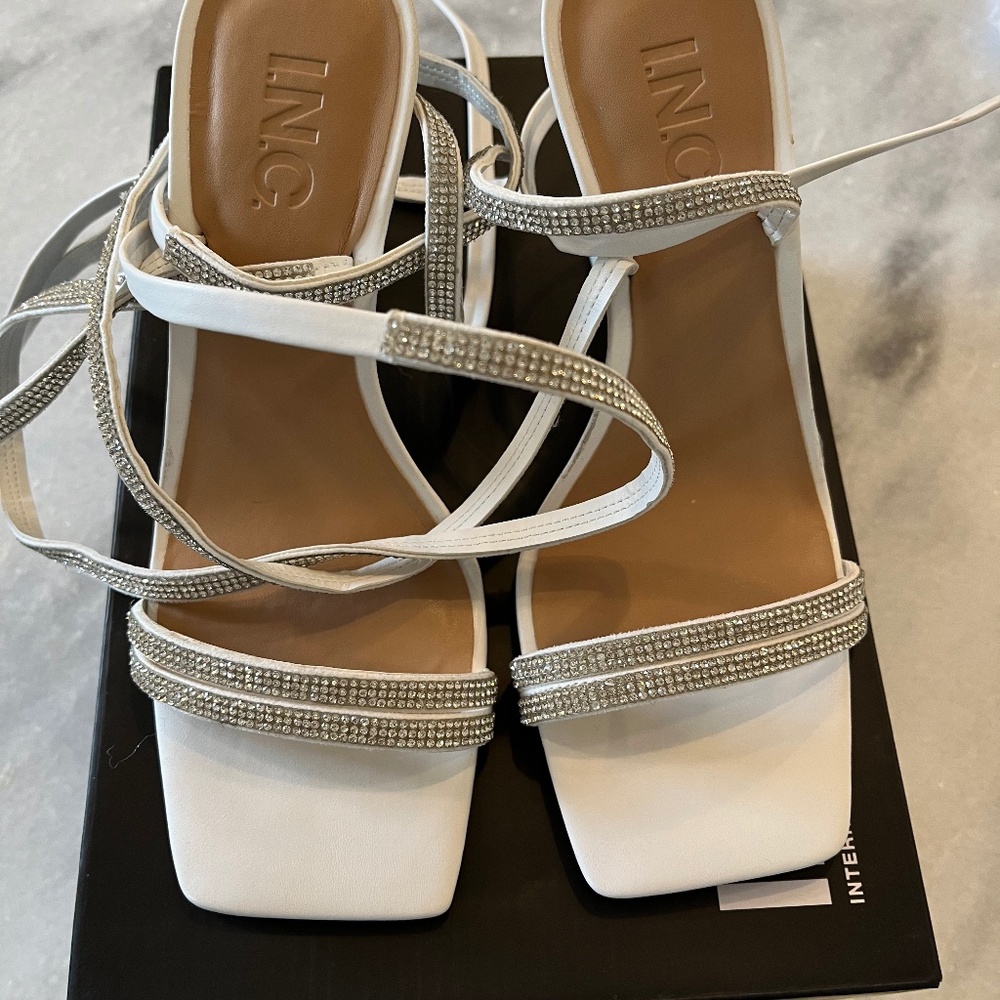 International Concepts (INC) White Lace Up Sandals